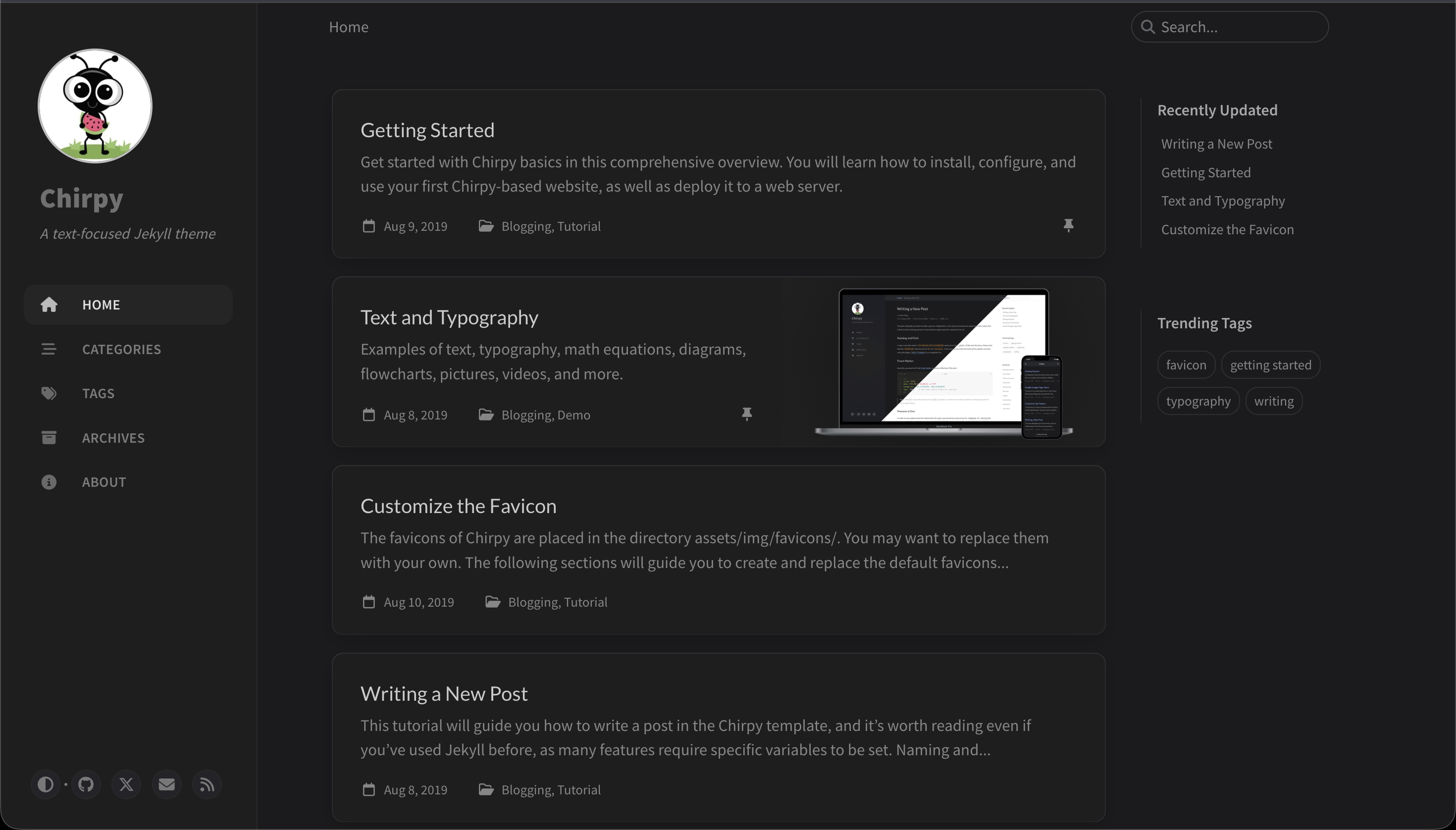 blog page screenshot